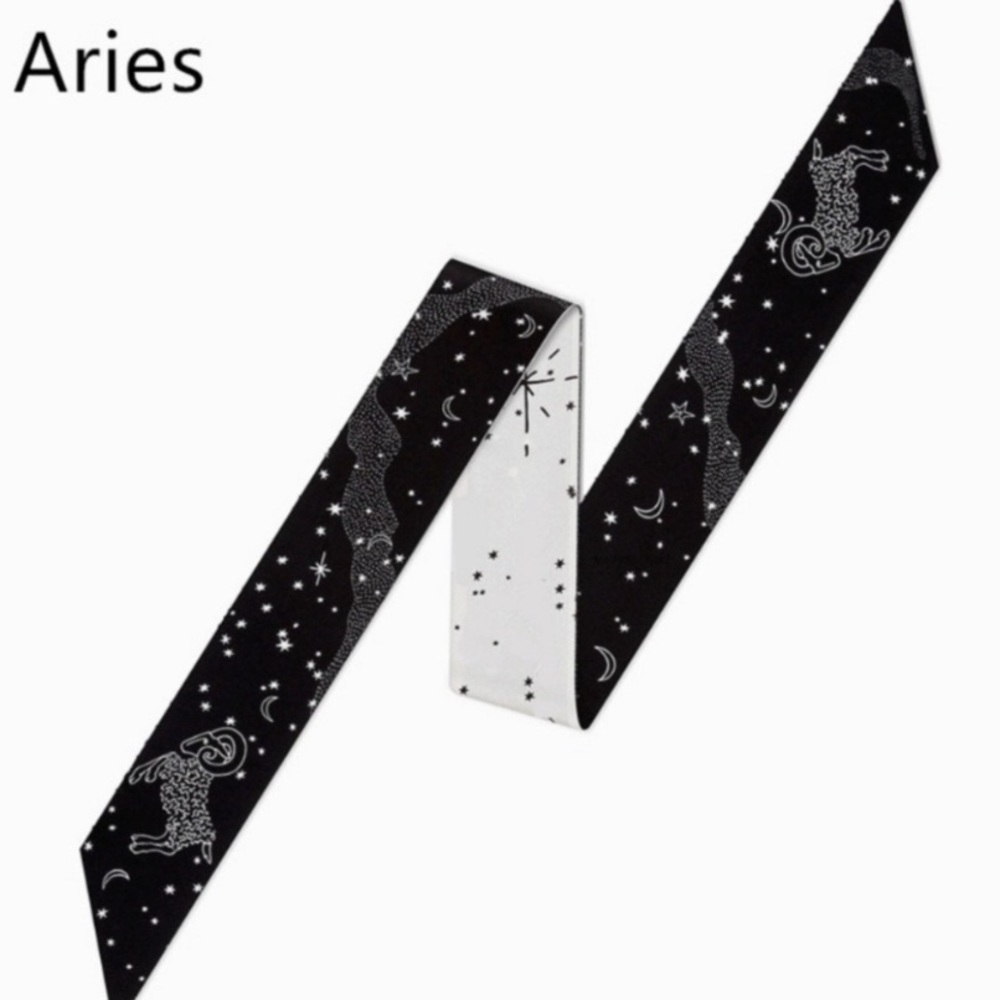 IN STOCK Aries Zodiac Sign Silk Twilly Scarf